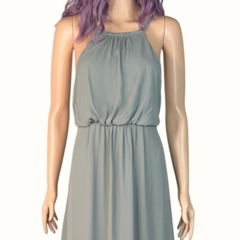 Show Me Your Mumu Amanda Moss Green Halter Maxi Bridesmaid Dress Size Large - Picture 4 of 11